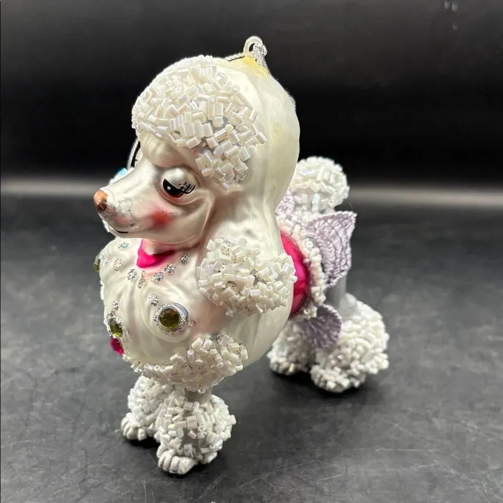 Elegant White Poodle Holiday Ornament